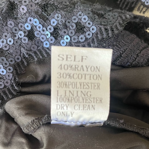 Tadashi Shoji Sequin Lace Banded Navy Black Sheath Cocktail Dress Whimsigoth - Picture 11 of 12